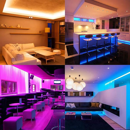 Lepro 65.6ft LED Strip Lights, Ultra-Long RGB 5050 LED Strips with Remote Controller and Fixing Clips, Color Changing Tape Light with 12V ETL Listed Adapter for Bedroom, Room, Kitchen, Bar(32.8FTX 2)
