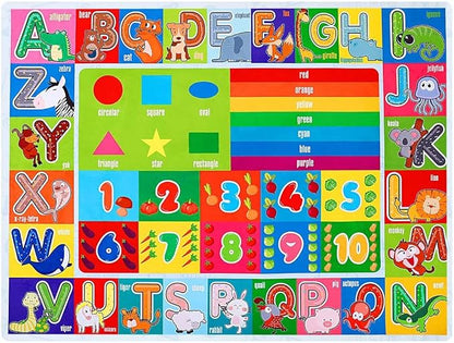Kids Educational Rug Playtime Collection ABC, Numbers and Shapes Learning Carpet Kids Play Rug Mat Playmat for Playroom Bedroom, 55.1 x 43.3 inch