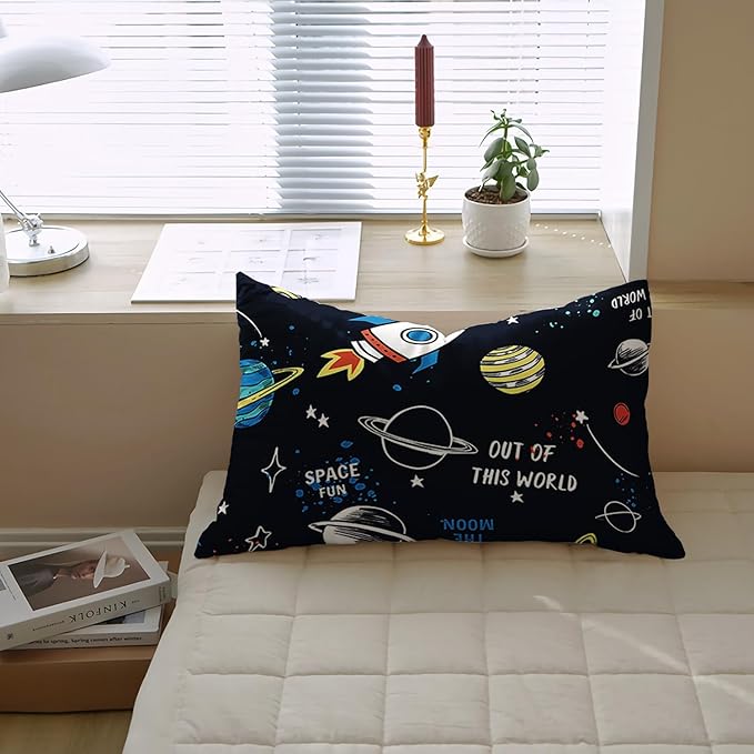 Space Comforter Set Twin 5PCS,Kids Bedding Set for Boys Twin,Rocket Bedding Twin Size.Kids Comforter Set Soft Bedding Sets,Bed in A Bag for Kids