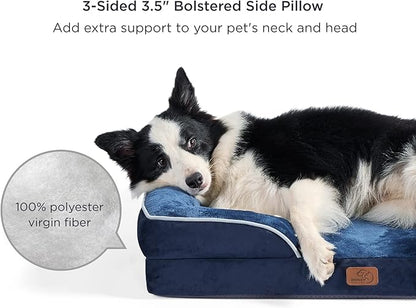 Bedsure Orthopedic Dog Bed for Medium Dogs - Waterproof Dog Sofa Beds Medium, Supportive Foam Pet Couch Bed with Removable Washable Cover, Waterproof Lining and Nonskid Bottom, Navy Blue