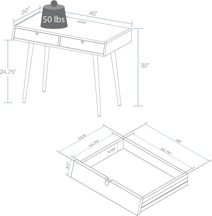 American Trails Freedom USB Ports Desk, Natural Oak