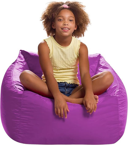 Posh Creations Coronado Bean Bag Boys and Girls Large Chair for Kids, for Gaming and Playrooms, Soft Nylon-Purple, Large Bean Bag
