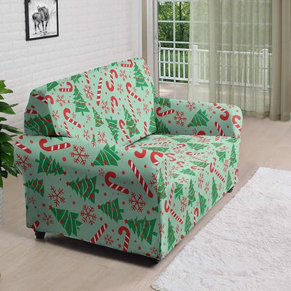 FKELYI Green Christmas Tree Sofa Slipcover Comfortable Sofa Couch Cover with Elastic Bottom Stretch Furniture Protector for Indoor M