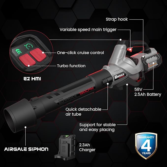 (2024 New Version) 58V 730CFM Cordless Leaf Blower with 2.5AH Battery & Charger