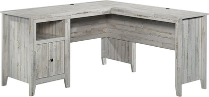 Sauder Dakota Pass L-Desk, L: 59.09" x W: 59.72" x H: 30.00", White Off-White