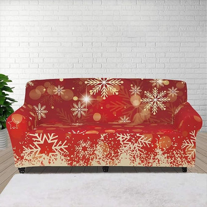 FKELYI Christmas Snow Sofa Slipcover Stretch Sofa Couch Cover for Living Room Non-Slip Furniture Protector Washable Sofa Slipcovers L