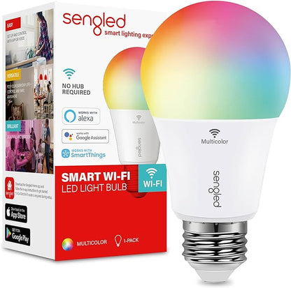 Sengled Smart Light Bulb, Color Changing Light Bulb, WiFi Light Bulbs No Hub Required, Smart Bulbs that Work with Alexa & Google Home, Smart LED A19 RGB Light Bulbs, 1 Pack