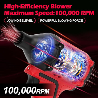 Air Blower Brushless High-Speed Motor Compatible with Milwaukee M18 Battery Air Duster Leaf Blower For Camping BBQ & Workshop (Battery not included)