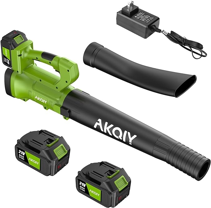 Cordless Leaf Blower - 90 MPH/440 CFM, Brushless Motor, Electric Leaf Blower, 2 X 21V 4.0Ah Battery and Charger,Lightweight and Powerful Battery Operated for Lawn Care, Yard, Garage Cleaning