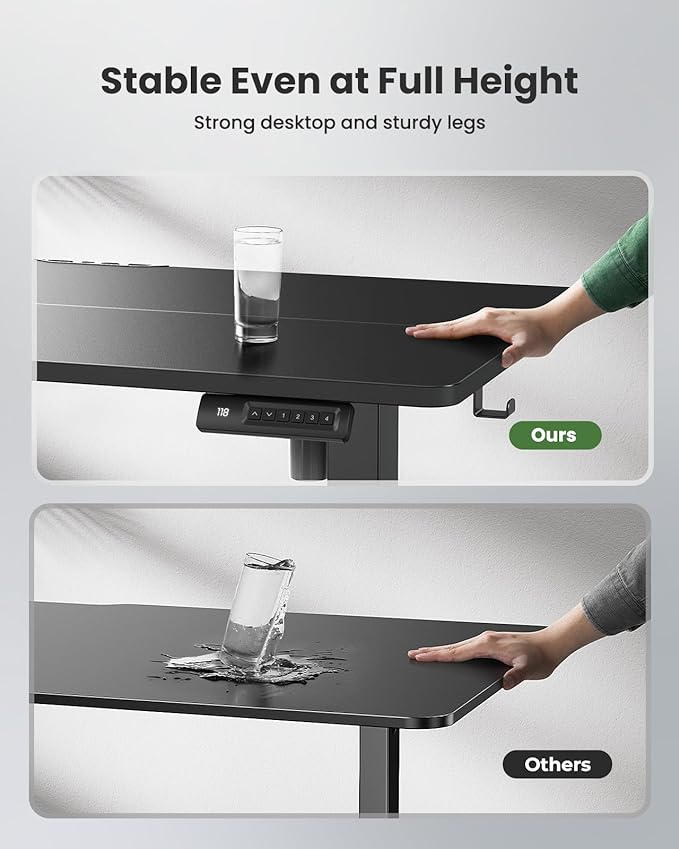 Marsail TZESD22B-USMS3 Standing Desk with LED Lights, 55 24 Inch, Black