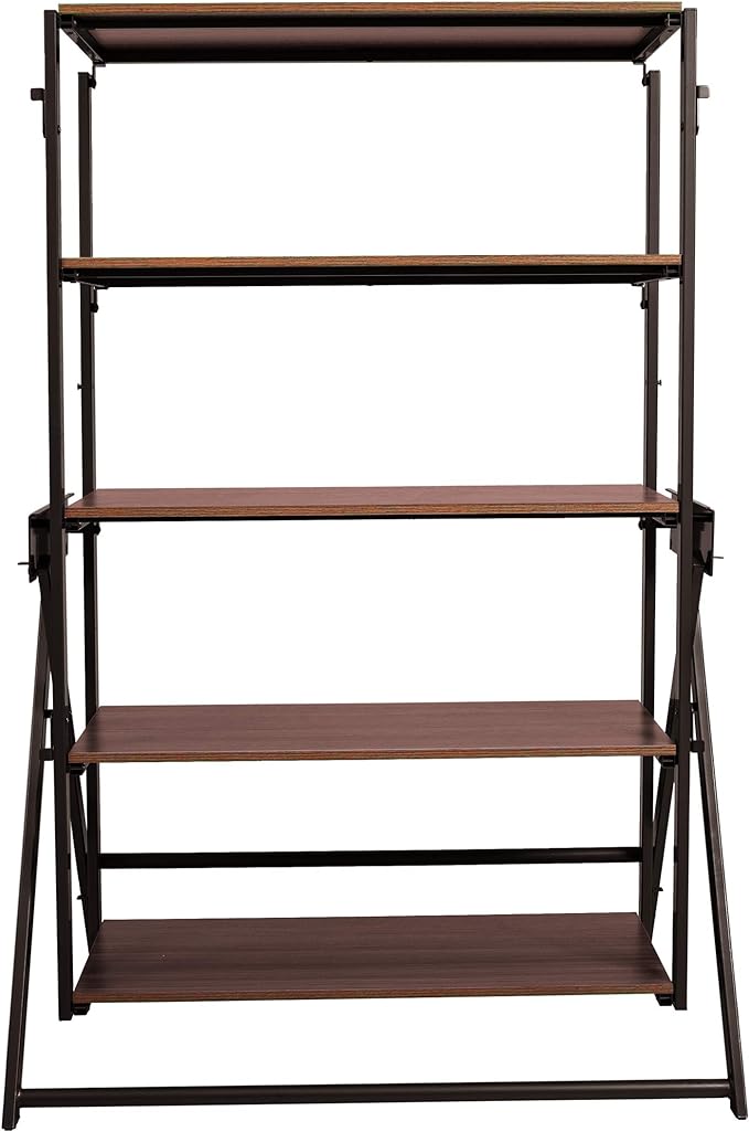 Origami modern 2 in 1 shelf to table Style, Organizer Deco Rack magically turn to a table/desk in a second,Fully assembled, Vintage Bronze/Oak/US patent pending (STT-VBWOAK)