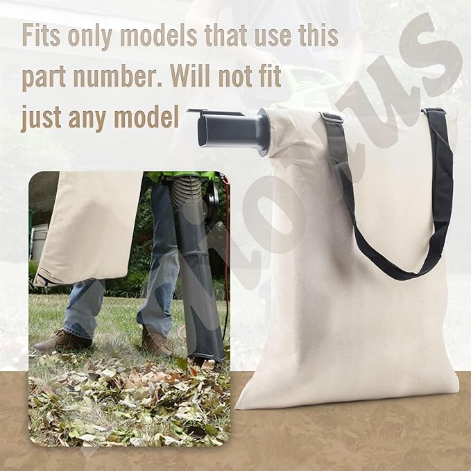 31101810 Blower Debris Vacuum Bag, Compatible with Greenworks Vacuum Bag 24022 24072 Leaf Blower Vacuum Debris White Cloth Bag w/Zipper,Replace 31103148
