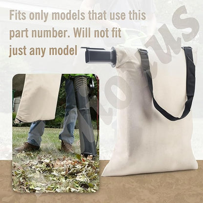 31101810 Blower Debris Vacuum Bag, Compatible with Greenworks Vacuum Bag 24022 24072 Leaf Blower Vacuum Debris White Cloth Bag w/Zipper,Replace 31103148
