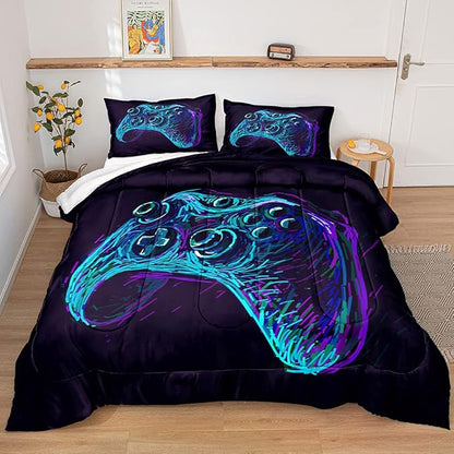 Gaming Comforter for Boys Teen,Game Contoller Bedding Set for Boys Kids,Down Alternative Comforter for All Season,Gamer Home Decor for Boys Comforter Set (Comforter-Game35, Queen)