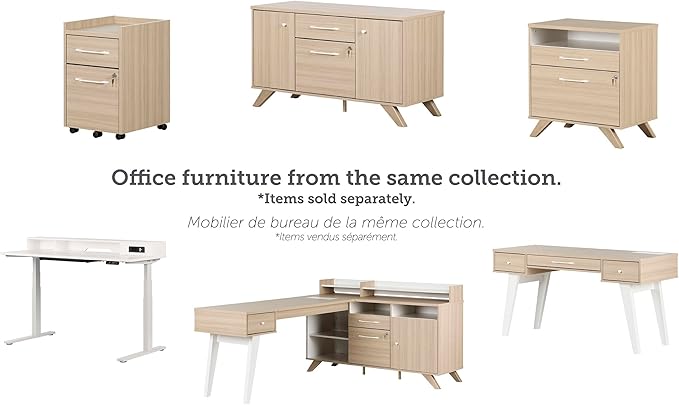 South Shore Helsy 2-Drawer File Cabinet, Lateral, Soft Elm and White