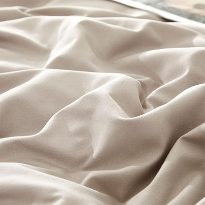 Beige Khaki Comforter Set Full Size Cream Khaki Comforter 3 Pieces Champagne Color Full Comforter Taupe Bedding Set Women Light Khaki Full Bed Comforter Set All Season Gift