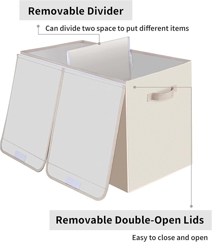 GRANNY SAYS Toy Chest with Lids, Foldable Toy Storage Organizer with Handles, Stuffed Animal Storage for Nursery Room Playroom, Living Room, Large Toy Box for Boys and Girls, Light Brown