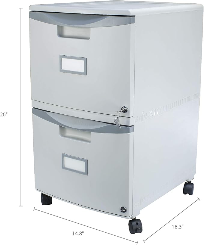 Storex 61310A01C File Cabinet, 1-Pack, Grey/Dark Grey