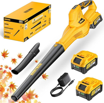 Alloyman 40V Max Cordless Leaf Blower, 150MPH/130CFM Electric Leaf Blowers, with 2 * 2.6AH Batteries & Fast Charger, 3 Speed Mode Lightweight Powered Leaf Blowers for Lawn Care/Snow Blowing