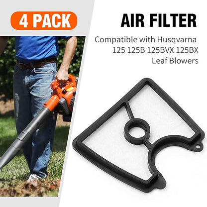 4pcs 545112101 Air Filter Replacement for Husqvarna 125B 125BX 125BVX Blower Replacement for RED MAX HB280 HB281 358794810 358794811 for Leaf Blower