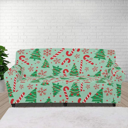 FKELYI Green Christmas Tree Sofa Slipcover Comfortable Sofa Couch Cover with Elastic Bottom Stretch Furniture Protector for Indoor L