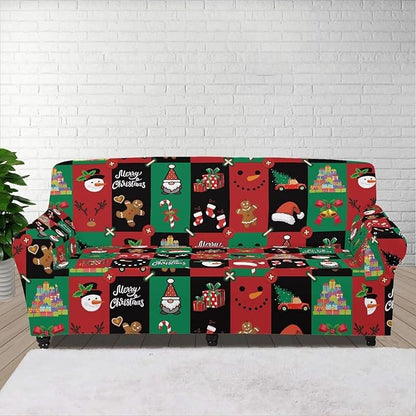 FKELYI Cute Christmas Furniture Protector Easy Going Stretch Sofa Slipcover Non-Slip Sofa Couch Cover Washable Sofa Slipcovers L