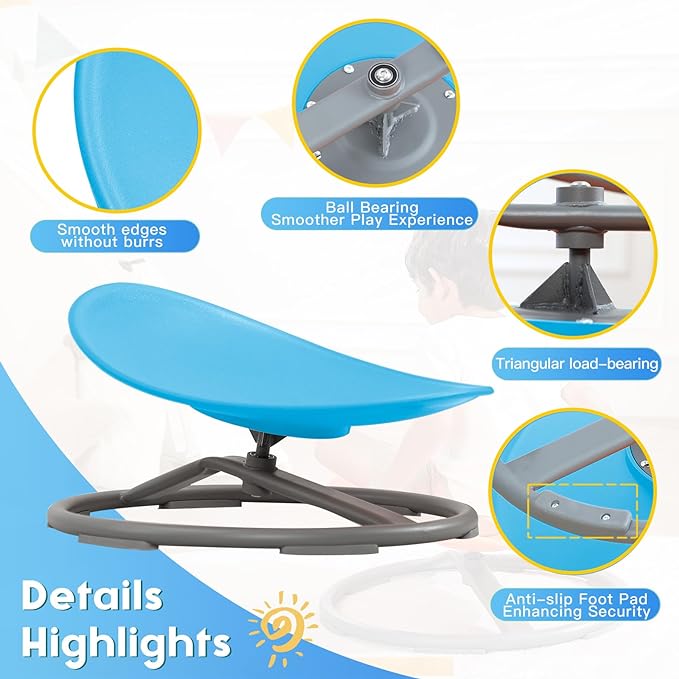 Sensory Chair for Kids Autism Sensory Products Sit and Spin Autism Toys Spinning Chair ADHD Chair Swivel Chair Training Body Coordination (Blue)