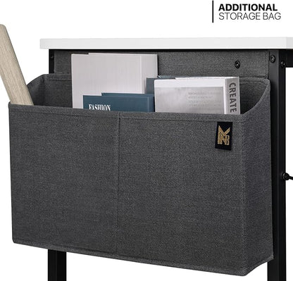 MoNiBloom Computer Desk 47 Inches with A Storage Bag, Student Laptop Writing Desks for Samll Space Home Office, White