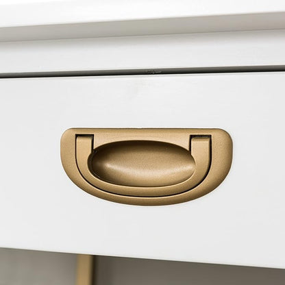 Leick Home 85405 Home Office Computer Desk with Dropfront Keyboard Drawer, Furniture, Cottage White/Gold