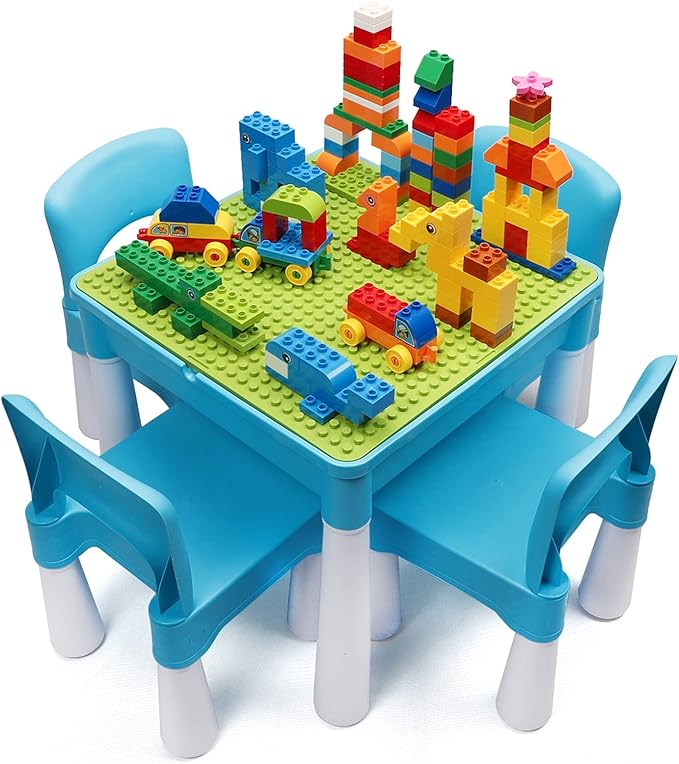burgkidz Plastic Toddler Chair, Durable and Lightweight Kids Chair, 9.3" Height Seat, Indoor or Outdoor Use for Toddlers Boys Girls Blue