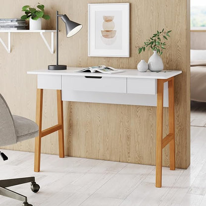 Nathan James Jacklyn Modern Home Office Writing Desk, White/Brown