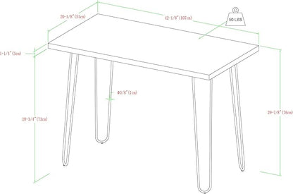 Walker Edison Mid Century Modern Hairpin Wood Laptop Computer Writing Desk Home Office Workstation Small, 42 Inch, White