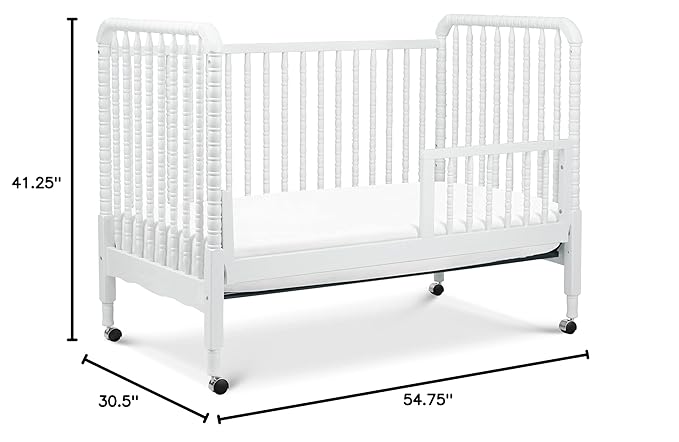 DaVinci Jenny Lind 3-in-1 Convertible Crib in White, Removable Wheels, Greenguard Gold (Mattress Not Included)