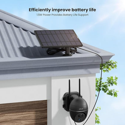 ieGeek Solar Panel for Wireless Outdoor Security Camera, Compatible with DC 5V Rechargeable Battery Powered Surveillance Cam,5V 1A 3W Type C Port, 9.5ft Cable, Adjustable Mounting Bracket(No Camera)