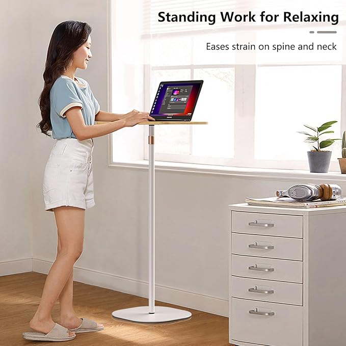 Portable Laptop Floor Stand, Bedside/Sofa Table with Height Adjustable 18''~47'', Stylish Movable Workstation Floor Standing Desk for Office, Meeting Room, living room Easy Assembly, Black