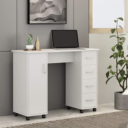 NicBex Laik-DW-00012-DX Desks, 41.73" W x 17.72" D x 31.5" H, White