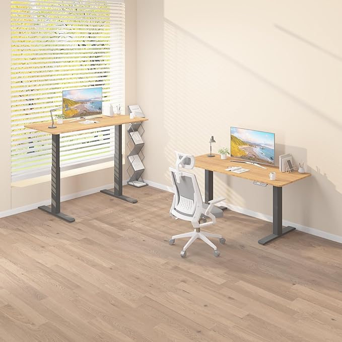 Standing Desk Frame with Dual Motor- Adjustable Desk Legs Height of 27.6" to 46.1", Electric Desk Base for Desktop 43" to 70", Sit Stand Desk Leg with Memory Controller(Black Frame only)