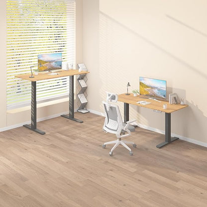 Standing Desk Frame with Dual Motor- Adjustable Desk Legs Height of 27.6" to 46.1", Electric Desk Base for Desktop 43" to 70", Sit Stand Desk Leg with Memory Controller(Black Frame only)