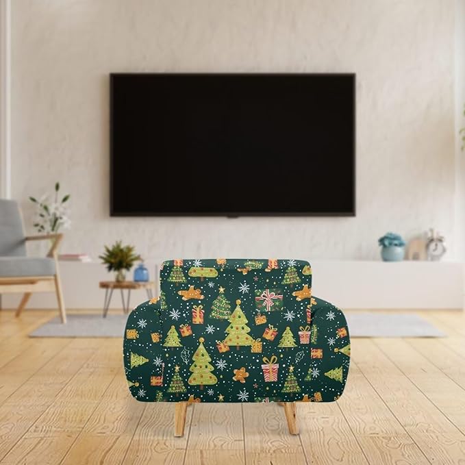 FKELYI Christmas Tree Sofa Couch Cover Comfortable Furniture Protector with Elastic Bottom Stretch Sofa Slipcover for Living Room S