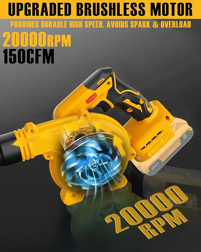 Leaf Blower, Cordless Leaf Blower for DeWalt 20V Battery, Upgrade Brushless Motor, 6 Variable Speed Up to 130MPH, Handheld Electric Blowers for Lawn Care/Dust(Battery Not Included)