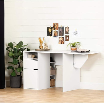 South Shore Crea Expandable Craft Table-Pure White