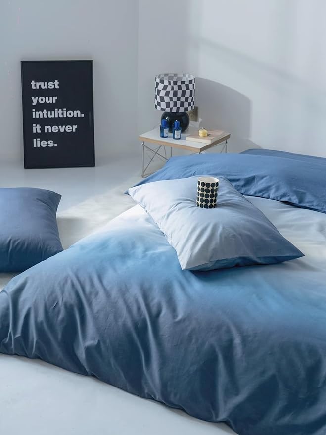 Blue Gradient Comforter Set Queen Gradient Blue Bedding Comforter Set Light Blue Queen Bedding Set Blanket Quilts Blue Color Comforter Set for Queen Bed