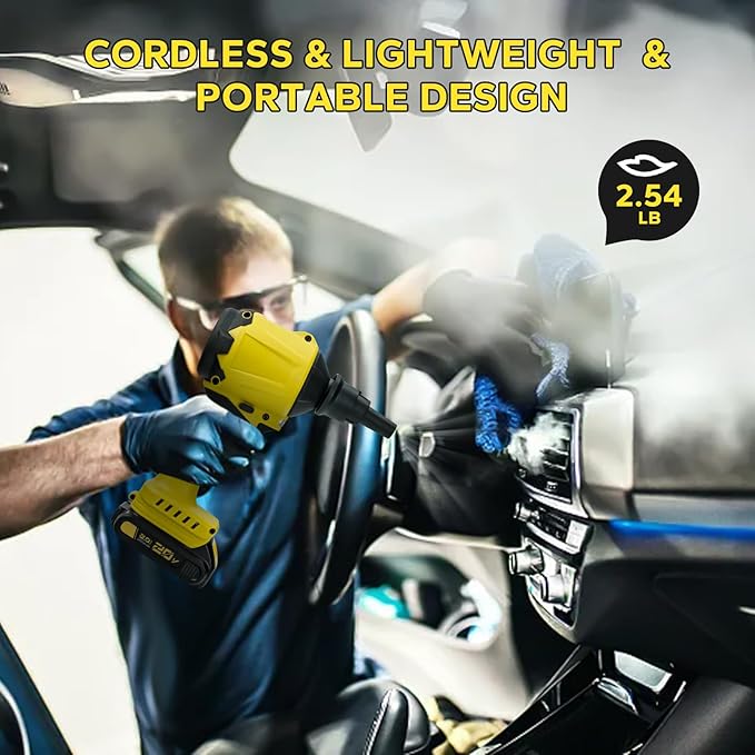 Cordless Dust Blower for Dewalt 20V Max Battery, 2-in-1 Blower & Vacuum, Handheld Blower HighSpeed Motor Air Compressed Duster w/ 671 MPH & 7 Nozzles for Sawmill Room, Home Cleaning（No Battery ）