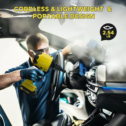 Cordless Dust Blower for Dewalt 20V Max Battery, 2-in-1 Blower & Vacuum, Handheld Blower HighSpeed Motor Air Compressed Duster w/ 671 MPH & 7 Nozzles for Sawmill Room, Home Cleaning（No Battery ）