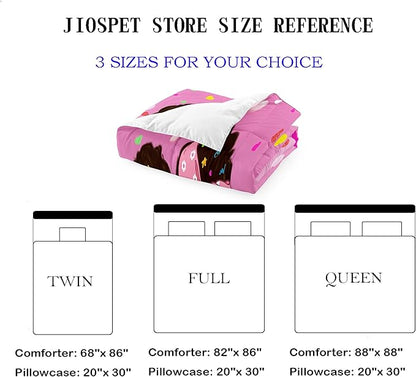 Black Girl Comforter Set Queen, Black African American Girls Queen Comforter Sets, Pretty Pink Princess Queen Comforter Set for Girls Bedroom Decor, Queen (1 Comforter 2 Pillowcases)