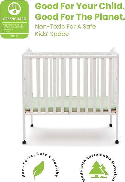 Delta Children Folding Portable Mini Baby Crib with Mattress + American Baby Waterproof Mini Crib Mattress Protector