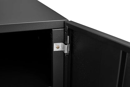 17.70" Metal Office Copier 2 Door and 360 ° Universal Wheel,Mobile Lateral Filing Cabinets w/Aluminum Alloy Handle,Rolling Printer Stand for Legal/Letter/A4,Black