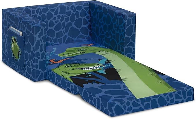 Delta Children Dinosaur Cozee Flip-Out Chair For Relaxing- 2-in-1 Convertible Lightweight,Portable Chair to Lounger for Toddlers & Kids