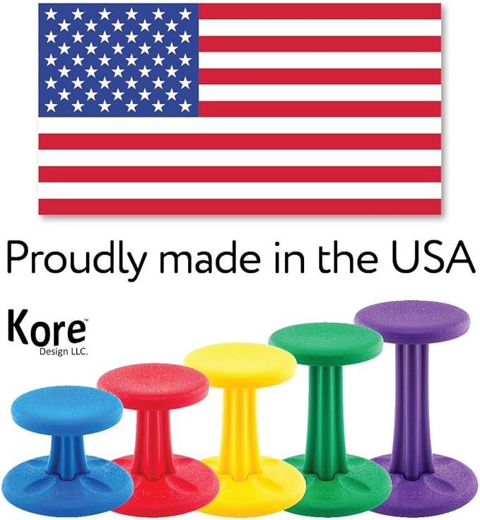 Kore Kids Pre-Teen Wobble Chair - Flexible Seating Stool for Classroom, Home & School, ADD/ADHD - Made in The USA - Age 10-11, Grade 5-6, Grey (18.7in)