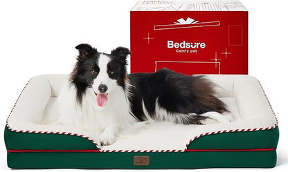 Bedsure Orthopedic Dog Bed for Large Dogs - Big Washable Dog Sofa Beds Large, Supportive Foam Pet Couch Bed with Removable Washable Cover, Waterproof Lining and Nonskid Bottom, Green